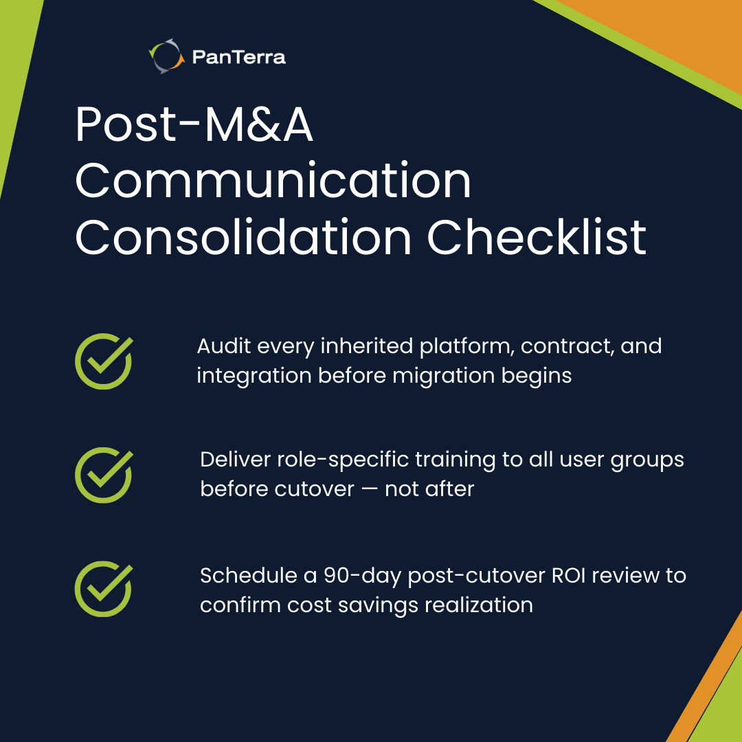 Post-M&A communication consolidation checklist for IT leaders unifying platforms after acquisition
