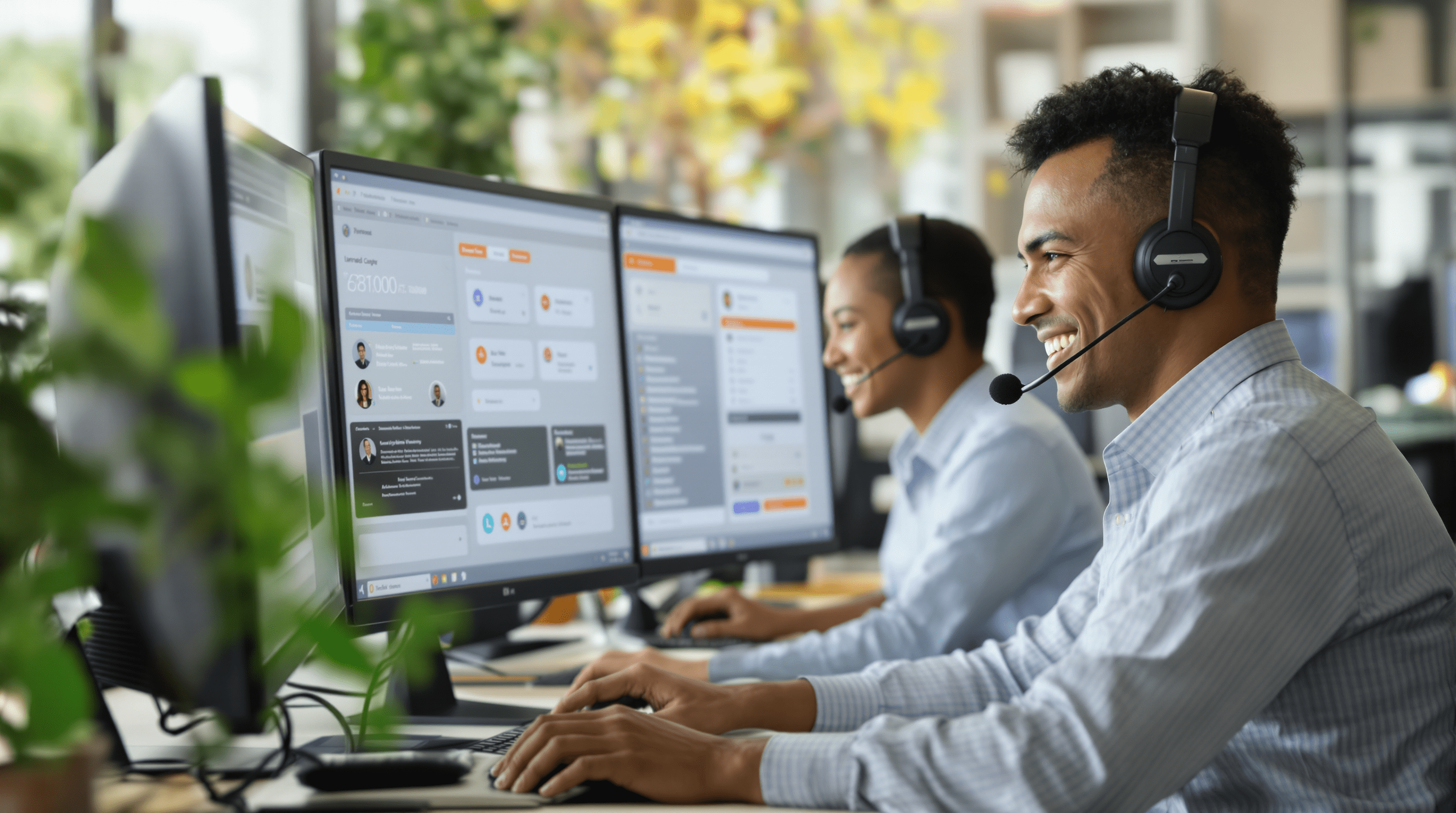 Support agents managing high-call-volume efficiently with a unified communications platform.