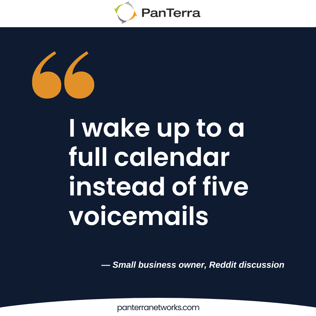 AI receptionist helping small business owner automate scheduling and eliminate missed calls